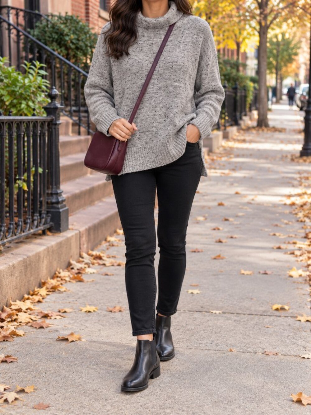 Gray Marled Cowl Turtleneck Sweater Women’s Large Relaxed